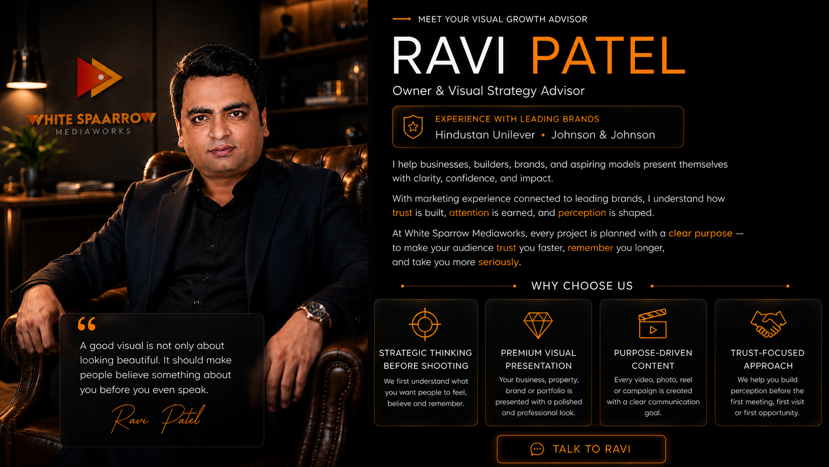 Ravi Patel, owner and visual strategy advisor at White Sparrow Mediaworks